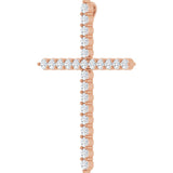 14K Gold Round Lab-Grown Diamond Accented Cross Necklace or Pendant – up to 1/6 CTW - Rose Gold - view 11