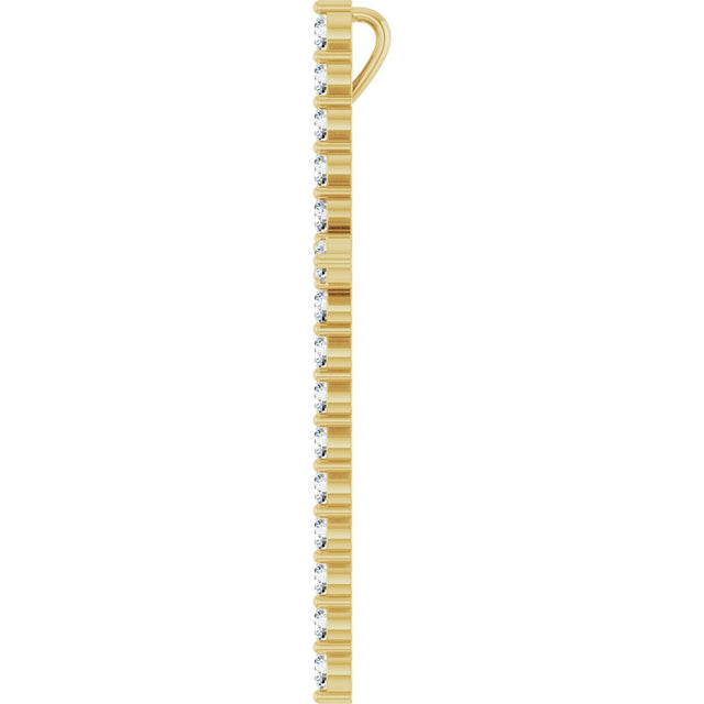 14K Gold Round Lab-Grown Diamond Accented Cross Necklace or Pendant – up to 1/6 CTW - Yellow Gold - view 12