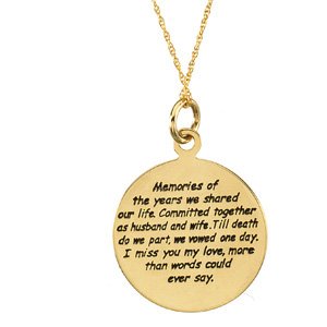 14K Gold Comfort Wear Jewelry Loss of a Spouse Necklace - Yellow Gold - view 2
