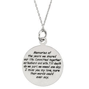 14K Gold Comfort Wear Jewelry Loss of a Spouse Necklace - White Gold - view 2