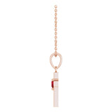 14K Gold Natural Mozambique Garnet Heart Cross Necklace or Pendant - Rose Gold - view 6