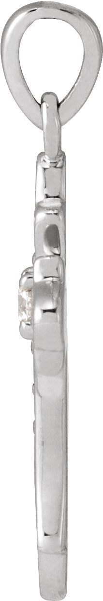 Platinum Round Natural Diamond Vintage-Inspired Cross Necklace or Pendant – 0.08 CTW - view 4