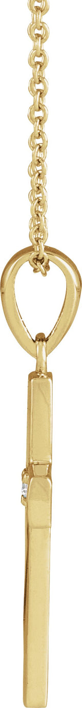 14K Gold Round Natural Diamond Engravable Cross Necklace or Pendant - Yellow Gold - view 5
