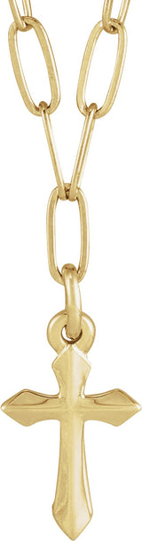 14K Gold Cross Necklace – 9.5x7mm - Yellow Gold