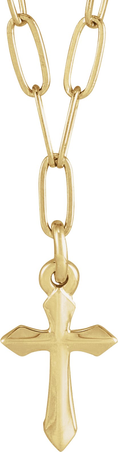 14K Gold Cross Necklace – 9.5x7mm - Yellow Gold