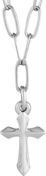 14K Gold Cross Necklace – 9.5x7mm - White Gold
