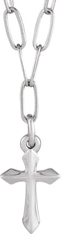14K Gold Cross Necklace – 9.5x7mm - White Gold