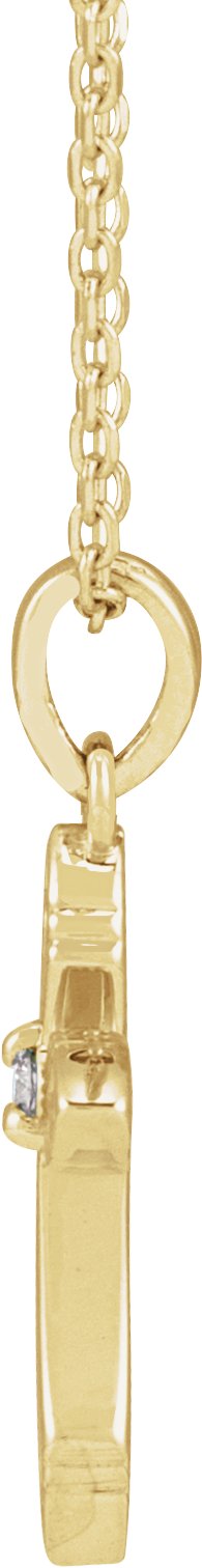 14K Gold Round Natural Diamond Accented Cross Necklace - Yellow Gold - view 4