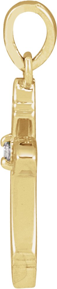 14K Gold Round Natural Diamond Accented Cross Necklace - Yellow Gold - view 4