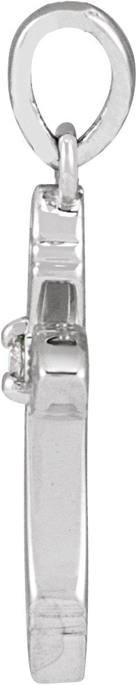 Platinum Round Natural Diamond Accented Cross Necklace - view 4