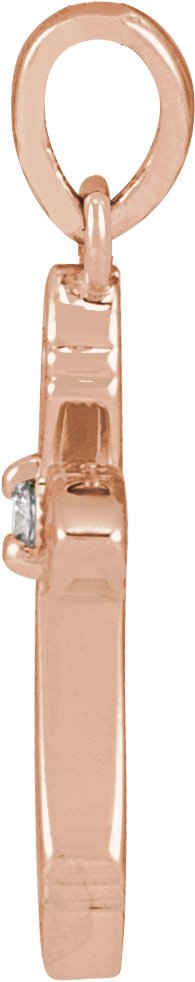 14K Gold Round Natural Diamond Accented Cross Necklace - Rose Gold - view 4