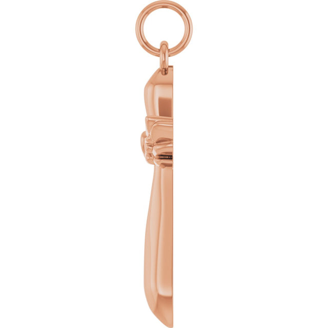 14K Gold Angel Wing Cross Necklace or Pendant - Rose Gold - view 3