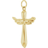 14K Gold Angel Wing Cross Necklace or Pendant - Yellow Gold - view 2