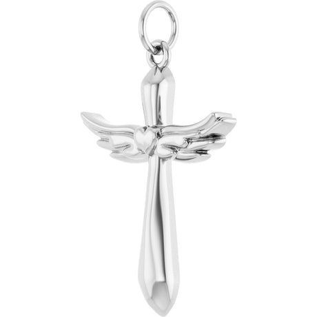 Platinum Angel Wing Cross Necklace or Pendant - view 2