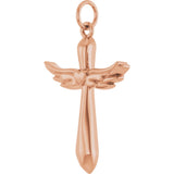 14K Gold Angel Wing Cross Necklace or Pendant - Rose Gold - view 2