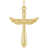 14K Gold Angel Wing Cross Necklace or Pendant - Yellow Gold