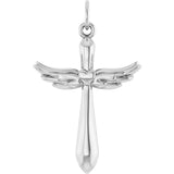 14K Gold Angel Wing Cross Necklace or Pendant - White Gold