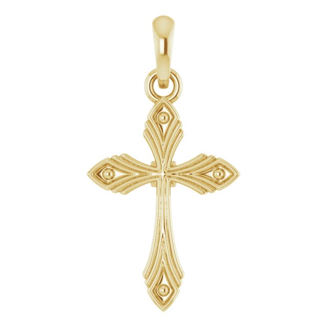14K Gold Vintage-Inspired Cross Necklace or Pendant - Yellow Gold