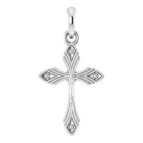 14K Gold Vintage-Inspired Cross Necklace or Pendant - White Gold