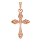 14K Gold Vintage-Inspired Cross Necklace or Pendant - Rose Gold