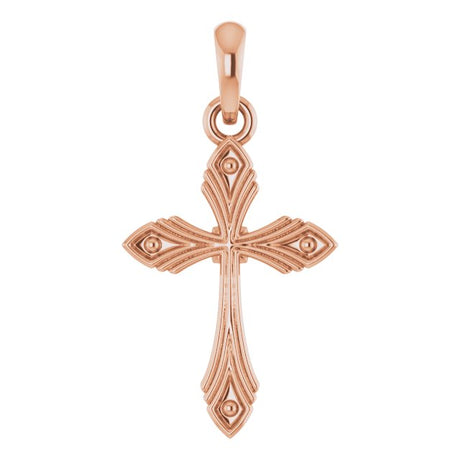 14K Gold Vintage-Inspired Cross Necklace or Pendant - Rose Gold