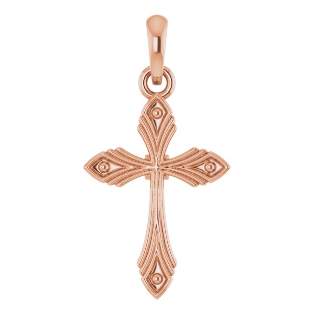 14K Gold Vintage-Inspired Cross Necklace or Pendant - Rose Gold