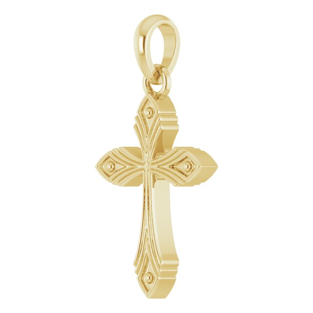 14K Gold Vintage-Inspired Cross Necklace or Pendant - Yellow Gold - view 2