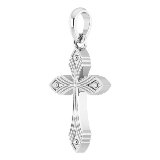 Platinum Vintage-Inspired Cross Necklace or Pendant - view 2