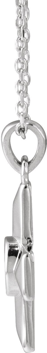 Platinum Round Natural White Opal Cross Pendant - view 5