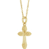 14K Gold Vintage-Inspired Cross Necklace or Pendant - Yellow Gold - view 2
