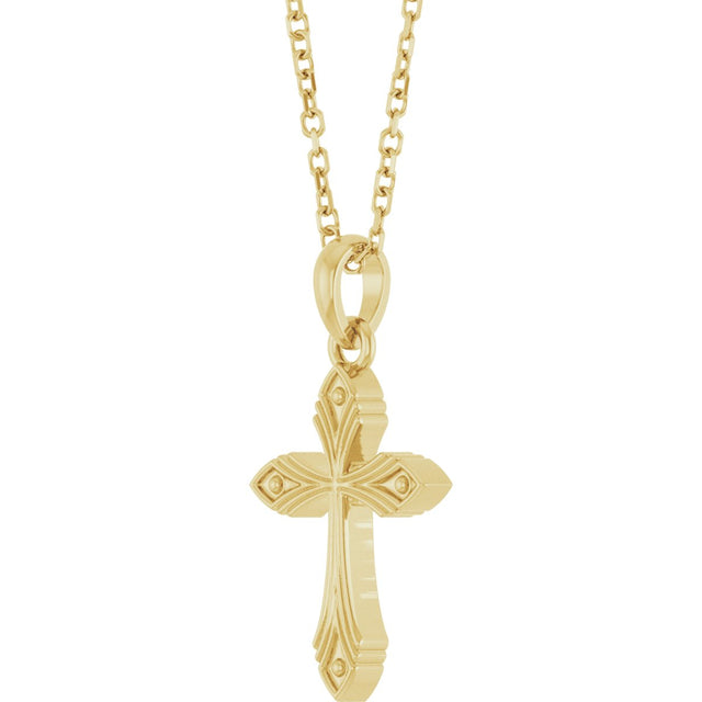 14K Gold Vintage-Inspired Cross Necklace or Pendant - Yellow Gold - view 2