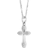 Platinum Vintage-Inspired Cross Necklace or Pendant - view 2