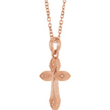 14K Gold Vintage-Inspired Cross Necklace or Pendant - Rose Gold - view 2