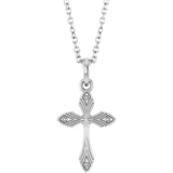 14K Gold Vintage-Inspired Cross Necklace or Pendant - White Gold