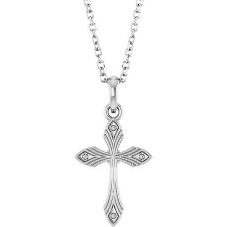 14K Gold Vintage-Inspired Cross Necklace or Pendant - White Gold
