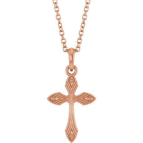 14K Gold Vintage-Inspired Cross Necklace or Pendant - Rose Gold