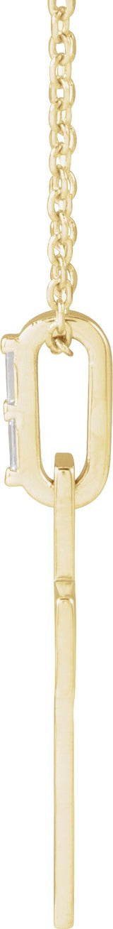 14K Gold Straight Baguette Natural Diamond Accented Cross Necklace or Pendant – 0.03 CTW - Yellow Gold - view 4