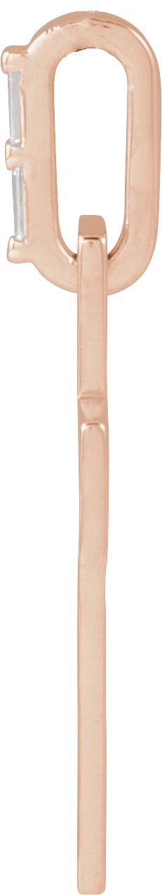 14K Gold Straight Baguette Natural Diamond Accented Cross Necklace or Pendant – 0.03 CTW - Rose Gold - view 4
