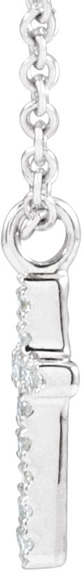 14K Gold Round Natural Diamond Accented Cross Necklace – up to 03 CTW - White Gold - view 4