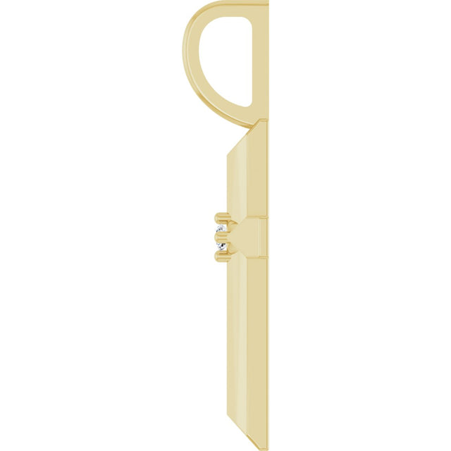 14K Gold Round Natural Diamond Accented Cross Necklace or Pendant – 0075 CTW - Yellow Gold - view 6