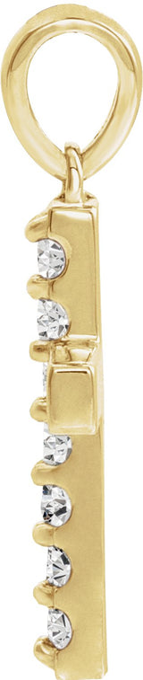 14K Gold Round Lab-Grown Diamond Accented Cross Necklace or Pendant – 1/10 CTW - Yellow Gold - view 8