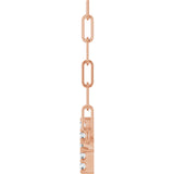 14K Gold Round Natural Diamond Accented Sideways Cross Necklace – 19.3x10.8mm - Rose Gold - view 6