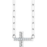 14K Gold Round Natural Diamond Accented Sideways Cross Necklace – 19.3x10.8mm - White Gold - view 5