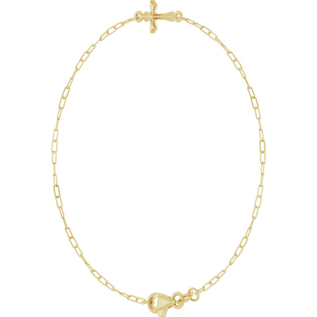 14K Gold Sideways Cross Bracelet - Yellow Gold - view 2