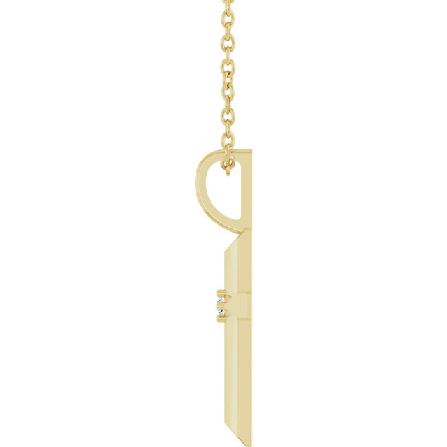 14K Gold Round Natural Diamond Accented Cross Necklace or Pendant – 0075 CTW - Yellow Gold - view 6