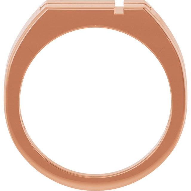 Men's 14K Gold Rectangle Cross Signet Ring (Style R50060) - Rose Gold - view 7