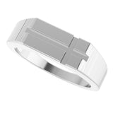 Men's Platinum Rectangle Cross Signet Ring (Style R50060) - view 10