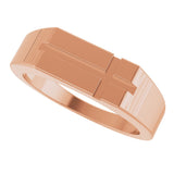 Men's 14K Gold Rectangle Cross Signet Ring (Style R50060) - Rose Gold - view 10