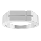Men's Platinum Rectangle Cross Signet Ring (Style R50060) - view 8