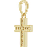 14K Gold Beaded Cross Pendant – 18.5x8.4mm - Yellow Gold - view 2